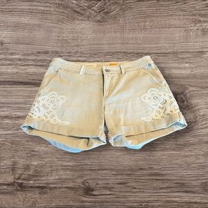 Anthropologie Pilcro and the letterpress Tan Shorts Cuffed Lace Size 27